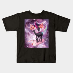 Space Pizza Sloth On Alpaca Unicorn On Milkshake Kids T-Shirt